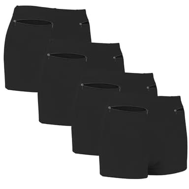 LUEXBOX Pocket Pantie for Women, Travel Underwear with Secret Pocket Panties Women's, Large Size 4 Packs (Black)