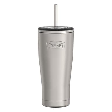 THERMOS ICON SERIES, Stainless Steel Cold Tumbler with Lid and Straw - 24 Ounce, Matte Stainless Steel - Vacuum Insulated Tumbler