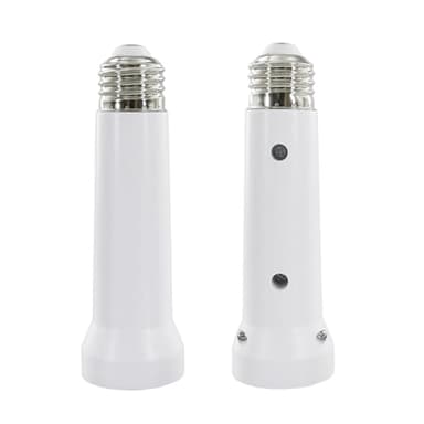 Light Socket Extender, 5.31 inches Light Bulb Extension Socket, E26 to E27 Standard Medium Base Lamp Socket Screw in Ceiling Fan in Light Socket Adapter Light Bulb Extender White（2 Pack）