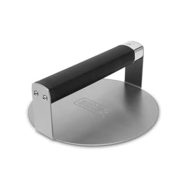 Weber Griddle Smashed Burger Press – Stainless Steel Smash Burger Tool with Non‑Slip Grip & Smooth Easy‑Release Surface, Dishwasher‑Safe