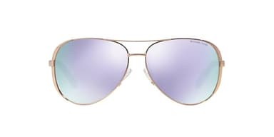 Michael Kors Women's MK5004 Chelsea Aviator Sunglasses, Rose Gold/Purple Mirrored, 59 mm