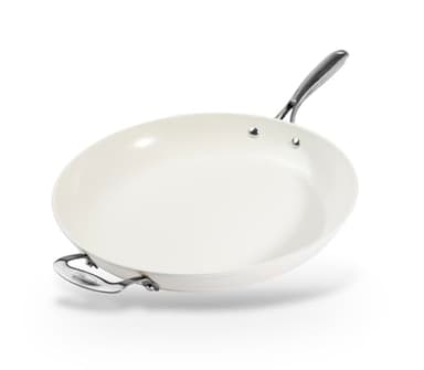 GOTHAM STEEL Cream 14 Inch Non Stick Frying Pans, Large Family Sized Nonstick Cooking Pan Skillet, Nonstick, 100% PFOA Free Ceramic Coating, Oven and Dishwasher Safe, Cream White