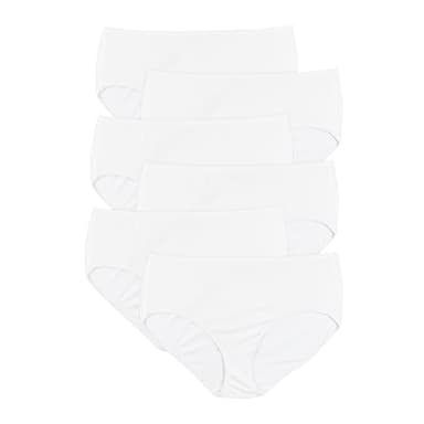 JUST MY SIZE womens Cool Comfort Cotton 6-pack Briefs, White, 13 US