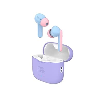 myFirst Carebuds Kids Earbuds - Ear Pods True Wireless Bluetooth with 85db Volume Limit, Mic, USB-C Charging Case, 6 Size Ear Tips, 6 Hours Playtime, Easy Pairing - for Kids & Adults (Cotton Candy)
