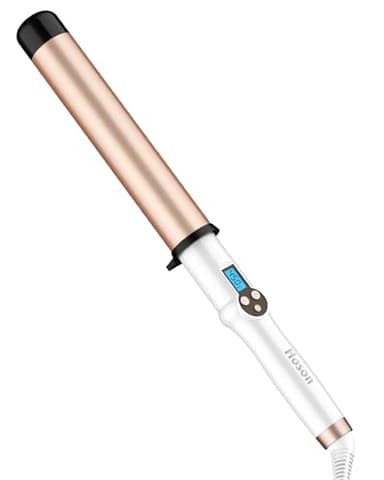 HOSON 1 1/2 Inch Large Curling Wand for Long Hair, 1.5 Inch Ceramic Extral Long Barrel Curling Wand Professional Dual Voltage, Adjustable Temperature