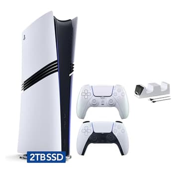 Sony PlayStation 5 Pro 2TB SSD Digital Console with Two Controllers, White and Chroma Pearl DualSense and Dual Controller Charger - Flagship PS5 Pro Console