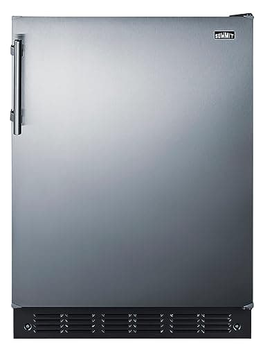 Summit CT66BK2SSADA 24” Wide ADA Under Counter Refrigerator-Freezer 4.9 cu.ft. Made in Europe with Automatic Defrost Operation, Reversible Stainless-Steel Door, Black interior (ADA Right Hand Door)