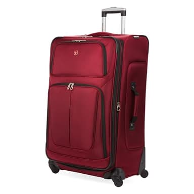 SWISSGEAR Sion Softside Expandable Spinner Luggage Durable Lightweight Travel Suitcase, Burgundy, Checked-Large 29-Inch