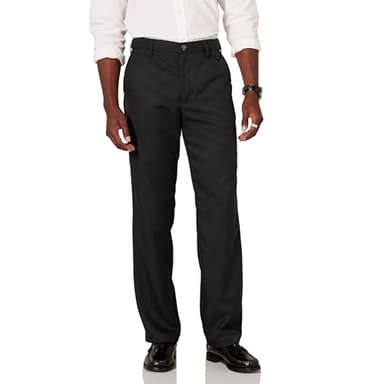 Amazon Essentials Men's Classic-Fit Expandable-Waist Flat-Front Dress Pant, Black, 38W x 29L