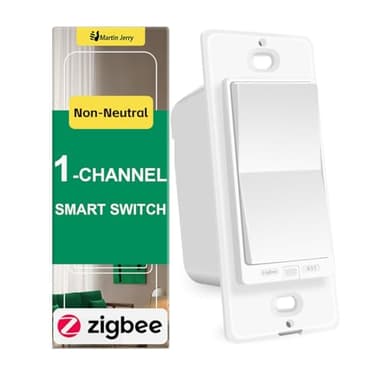 Zigbee Smart Switch no Neutral Required | 1 Channel Rocker Paddle Smart Light Switch Compatible with Alexa, SmartThings and Work with Google Home, Smart Home Devices, 1-Pack