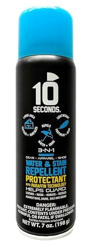 10 Seconds – Water Repellent Spray | Protects Footwear, Motorcycle & Camping Gear | Durable, Lightweight, Breathable, Stain & Grime Resistant Protection, Best Suede Protector Spray Great for UGG Boots