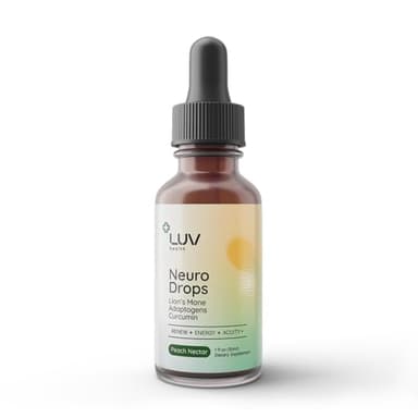 LUV health Neuro Drops – Nerve Pain Support & Joint Comfort with Lion’s Mane, Curcumin, Cordyceps & Reishi – Organic Adaptogens – Vegan, Non-GMO, Made in USA - 30 Servings