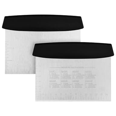 Vaincre Bench Dough Scraper Cutter - 2PCS 6" Stainless Steel Chopper Baking Scraper Spatula with Measuring Scale, Bench Chopping Knife, Kitchen Cooking Utensils Tool for Pastry, Food, Bread