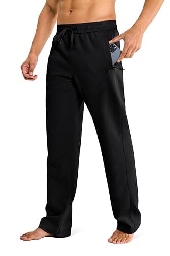 KCONTSR 32"/34"/36" Inseam Mens Tall Sweatpants Long Lounge Yoga Pants with Zipper Pockets for Home Casual (Black L34_M)