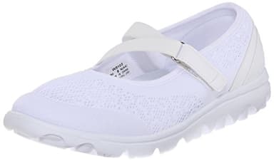 Propét Women's TravelActiv Mary Jane Style Lightweight Breathable Walking Shoes, White, 10 Wide