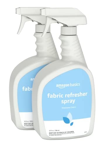 Amazon Basics Fabric Refresher Spray, Fresh Scent, Odor Eliminator, Dye-Free, Quick-Drying, 32 fl oz, Pack of 2