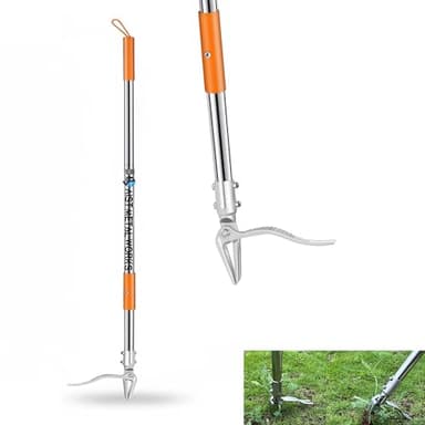 YYMIYU Vertical 52 inch Weed Killer Tool, 4-jaw Stainless Steel Weed Killer, Heavy-Duty 0.8mm Steel Handle, can Easily Remove Weed Roots