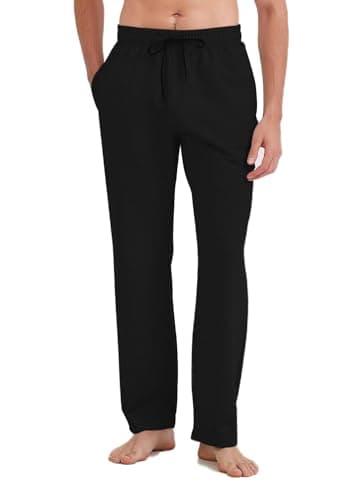 Idtswch 36 Inseam Mens Tall Sweatpants Open Bottom Joggers Casual Loose Fit Athletic Yoga Pants with Pockets Black