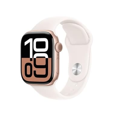 Apple Watch Series 10 [GPS 42mm case] Smartwatch with Rose Gold Aluminum Case with Light Blush Sport Band - S/M. Fitness Tracker, ECG App, Always-On Retina Display, Water Resistant