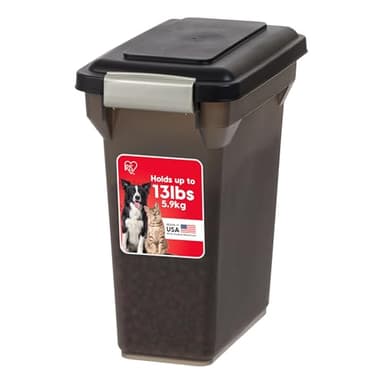 IRIS USA Dog Food Storage Container, Airtight Lid, Up to 13 Pounds Pet Food Storage, Versatile Pet Food Bin, Treats, BPA Free, Smoke