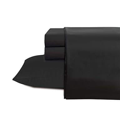 Shunjie.Home 100% Cotton Full Bed Sheets Set - 600 Thread Count Sateen - 4 Piece Bed Sheet Set, Deep Pocket with All Around Elastic, Breathable & Durable Hotel Luxury Bedding - Black