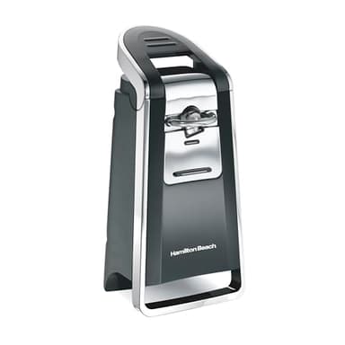 Hamilton Beach Smooth Touch Electric Automatic Can Opener with Easy Push Down Lever, Eliminates Sharp Edges, Opens All Standard-Size and Pop-Top Cans, Extra Tall, Black and Chrome (76606AG)