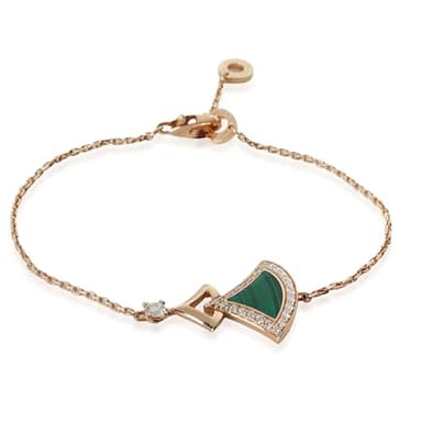 BVLGARI, Pre-Loved Diva's Dream Bracelet, Rose Gold, Malachite, Diamond, 7 in