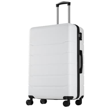 OLIXIS 24 Inch Luggage, Hardside Suitcase with Spinner Wheels, Lightweight ABS Hard Shell Checked Luggage, TSA Approved Lock, Expandable Medium Suitcase for Travel & Business–White