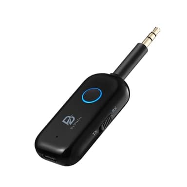 Bluetooth 5.2 Audio Transmitter Receiver for TV, Bluetooth Transmitter for Headphones, 2 BT Devices Connections, 3.5mm Jack Aux Airplane Headphone Adapter for Car/Home Stereo, Black