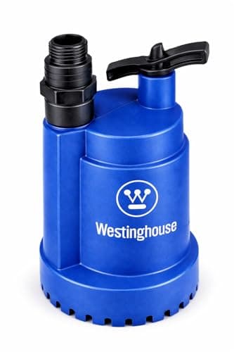 Westinghouse Sump Pump 1/4 HP 25 GPM Submersible Water Pump Thermoplastic Portable Utility Pump High Flow Water Removal for Swimming Pool Garden Pond Basement Window Wells with 10ft Long Power Cord
