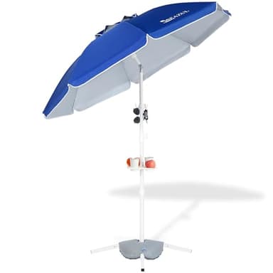 Seazul 6.5ft Sun Shade Umbrella, Portable Umbrella with Stand for Sports, Water Weight Bag, Adjustable and Lightweight, Sun Protection, Royal Blue