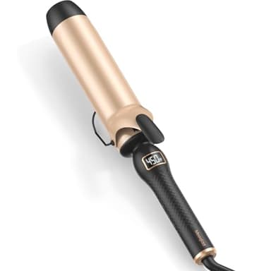 Professional Curling Iron 2 Inch, Large Barrel Curling Wand for Long Hair, MCH Heating with 12 Temperature, Dual Voltage, Black