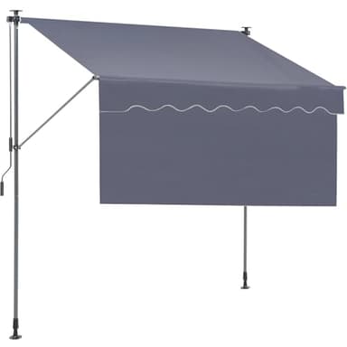 VEVOR Patio Awning Retractable, 118" Outdoor Manual Retractable Awning Sunshade Shelter, Adjustable Patio Door Window Awning Canopy with 39" Sun Shade Curtain for Backyard, Garden, Balcony, Dark Gray