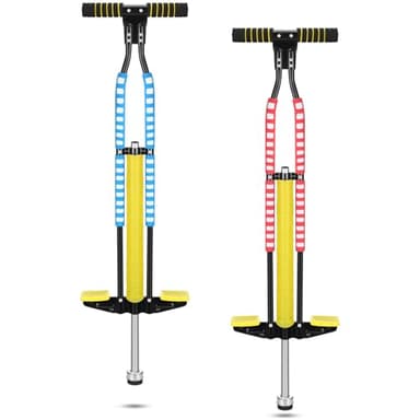 Leitee 2 Pcs Pogo Stick, Suitable for 80-160 Lbs, Soft Foam Jump Stick, Easy Grip Handles, for Beginners Teens Adults Outdoor Exercise Body Balance Keep Healthy(Blue, Red)