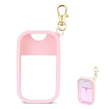 TERPINK Silicone Case Compatible with Touchland Hand Sanitizer Spray, Protective Case with Keychain for Power Mist and Glow Mist 1 fl oz, Hand Sanitizer Spray Accessory (Pink, 1 Pack)