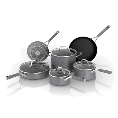 Ninja Pots and Pans Set Non Stick | Comfort Grip 10-Piece Cookware Set with NeverStick | Frying Pan, Sauce Pan With Lid, Stock Pot with Lid, Nonstick, Dishwasher Safe, Oven Safe to 400°F, CW69010