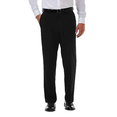 Haggar Men's Cool 18 Pro Classic Fit Flat Front Pant - Regular and Big & Tall Sizes, Black, 36W x 29L