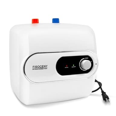 Fisoceny 4 Gallon Tank Water Heater Under Sink Instant Hot Water 1500w 120V,Kitchen Under Counter RV Small Hot Water Heater with Release Valve 3-Way Diverter Vavle,1/2" NPT White