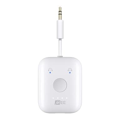 MEE audio Connect Air in-Flight Bluetooth Wireless Audio Transmitter Adapter for up to 2 AirPods / Other Headphones; Works with All 3.5mm Aux Jacks on Airplanes, Gym Equipment, TVs, & Gaming Consoles
