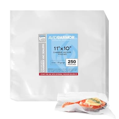 Avid Armor Chamber Vacuum Sealer Bags – Heavy Duty, BPA-Free, Pre-Cut Chamber Vacuum Bags for Food Preservation, Freezer Storage, Sous Vide and more, 250/Pack (11x10) – Multi-Use Vacuum Bags