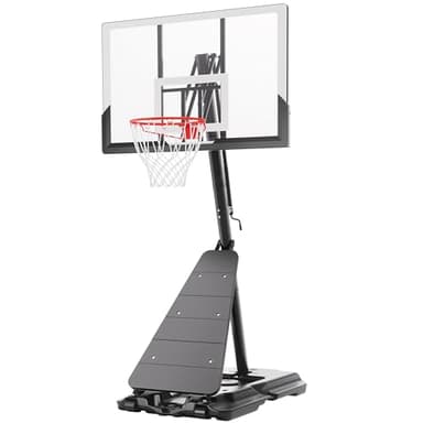 Feelwin Basketball Hoop Outdoor System with 10ft Height Adjustable, 45/48in Steel Frame Backboard Basketball Goal Court System, Portable Hoop for Youth and Adults in Driveway Backyard Pool Play