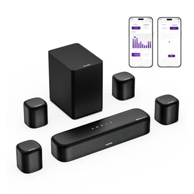 ULTIMEA 7.1ch Sound Bar with Dolby Atmos, Surround Sound System for TV with 4 Surround Speakers, Sound Bar for Smart TV with App Control, Soundbar with Subwoofer for Home Theater, HDMI eARC, Aura A60