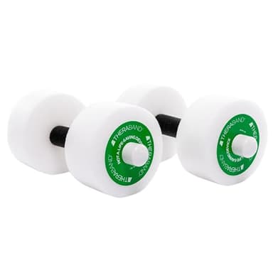THERABAND Water Weights, Aquatic Dumbbells for Pool Fitness, 2 Foam Weights with Padded Grip for Water Aerobics, Therapy, Workouts, Pool Exercise Equipment, Aqua Training, Green, Medium, Intermediate