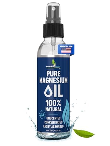 Pure Magnesium Oil Spray 8oz - Topical Magnesium Spray for Sleep & Feet - Extra Strength - USP Grade - 100% Natural and Organic Oil for Muscle Pain & Cramps - Less Sting - Less Itch - Made in USA