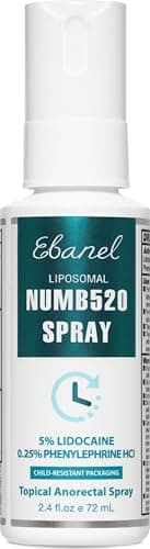 Ebanel 5% Lidocaine Spray Pain Relief Numb520 Burn Itch Relief Numbing Spray for Skin, Topical Anesthetic Postpartum Hemorrhoid Treatment with Phenylephrine for Local and Anorectal Uses