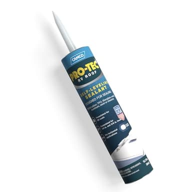 Camco Self-Leveling Camper/RV Roof Sealant - Designed to Seal EPDM Rubber, TPO, Fiberglass, Wood & More - Seal Along Roof Edges, Vent Pipes & Air Vents - 10.1 Fl Oz (41464)