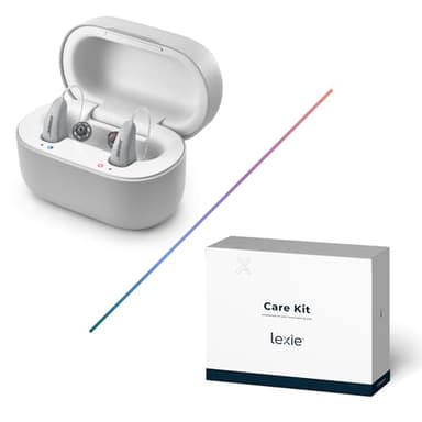 Lexie B2 OTC Hearing Aids Powered by Bose with Cleaning Care Kit Bundle - Rechargeable Bluetooth, App Control & iOS Call Streaming, Self-Fit, All-Day Comfort, Noise Reduction for Mild to Moderate Loss