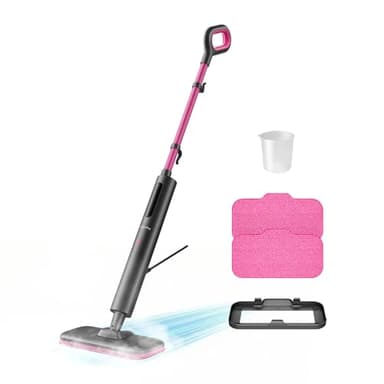 Schenley Steam Mop Cleaner Powerful - 15s Fast Heat-Up, Chemical-Free for Hardwood/Tile/Laminate & Floors/Walls, Washable Pads, 3 Modes for Carpet, Lightweight, Self-Standing, Sleek Design