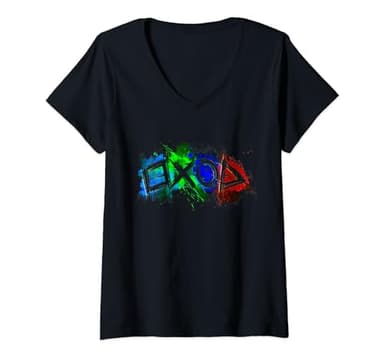 Funny Gaming Gamer Controller Upgrade Symbols Gift V-Neck T-Shirt