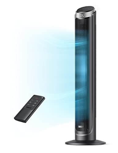 DREO Tower Fan for Bedroom, 90° Oscillating Fans that Blow Cold Air, 5 Speeds, 4 Modes with 26ft/s Velocity, 12H & 28dB Quiet Timer, Remote, Touch, 40" Standing Floor Fan for Home Office, Black